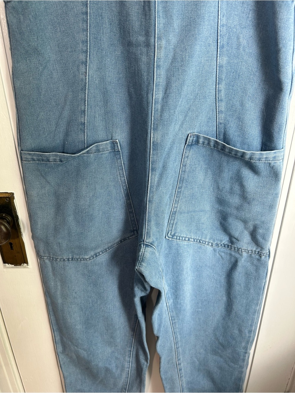 Light Wash Denim Overalls with Front Pockets - Picture 6 of 11